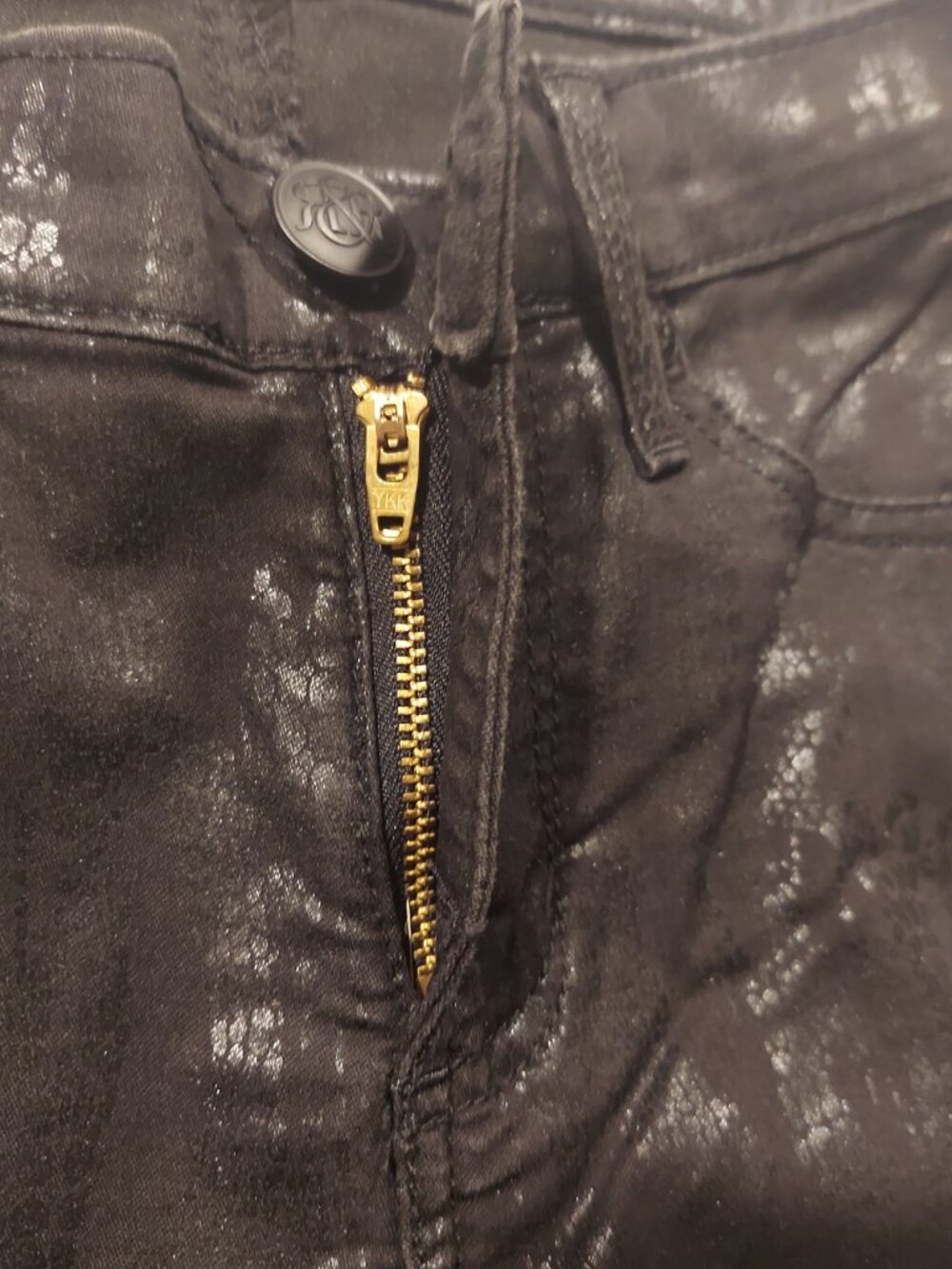 Rock & Republic Berlin Skinny Jeans Metallic Coated Black Women’s Size 6 - Picture 5 of 8